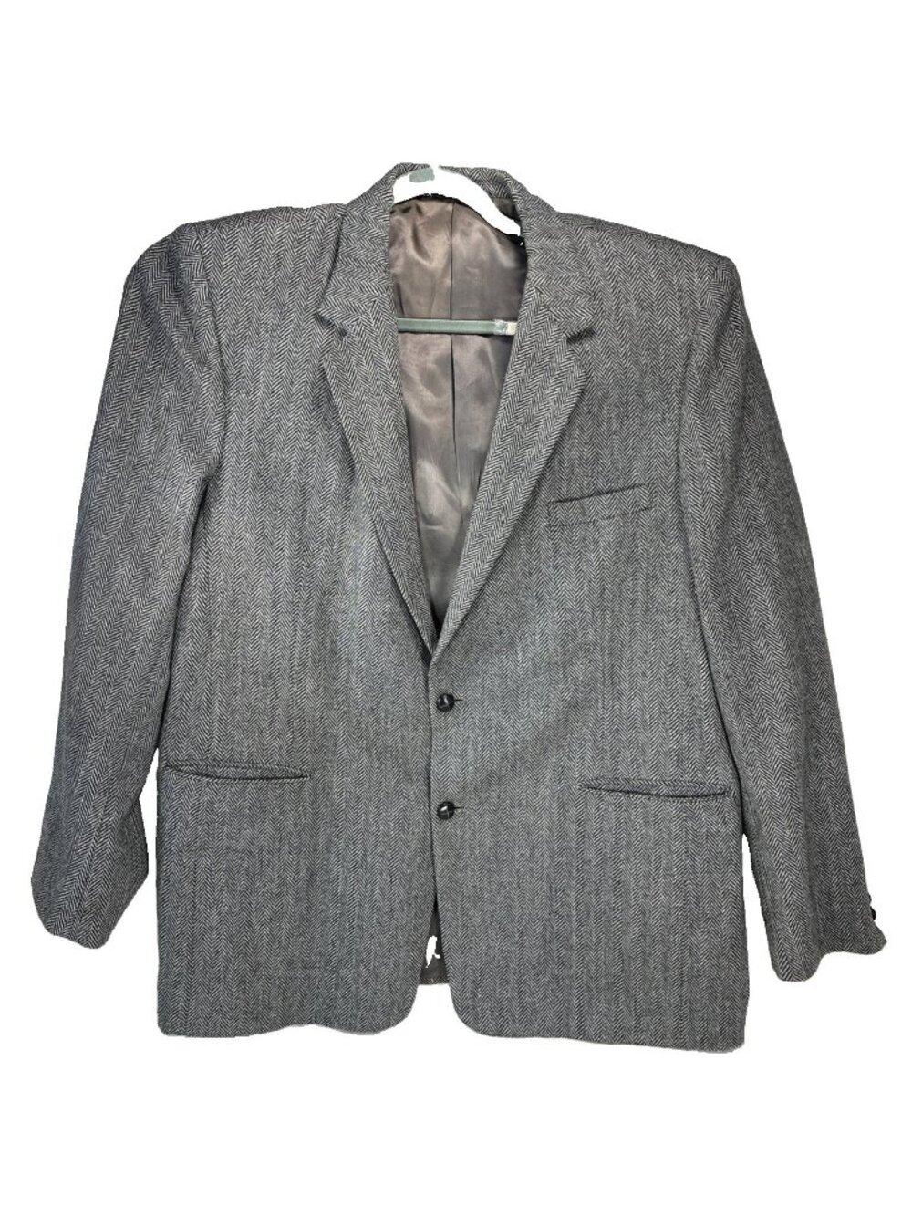 VTG Joe Namath Signature Blazer 50XT Grey Tweed Herringbone Sport Coat Mens Big